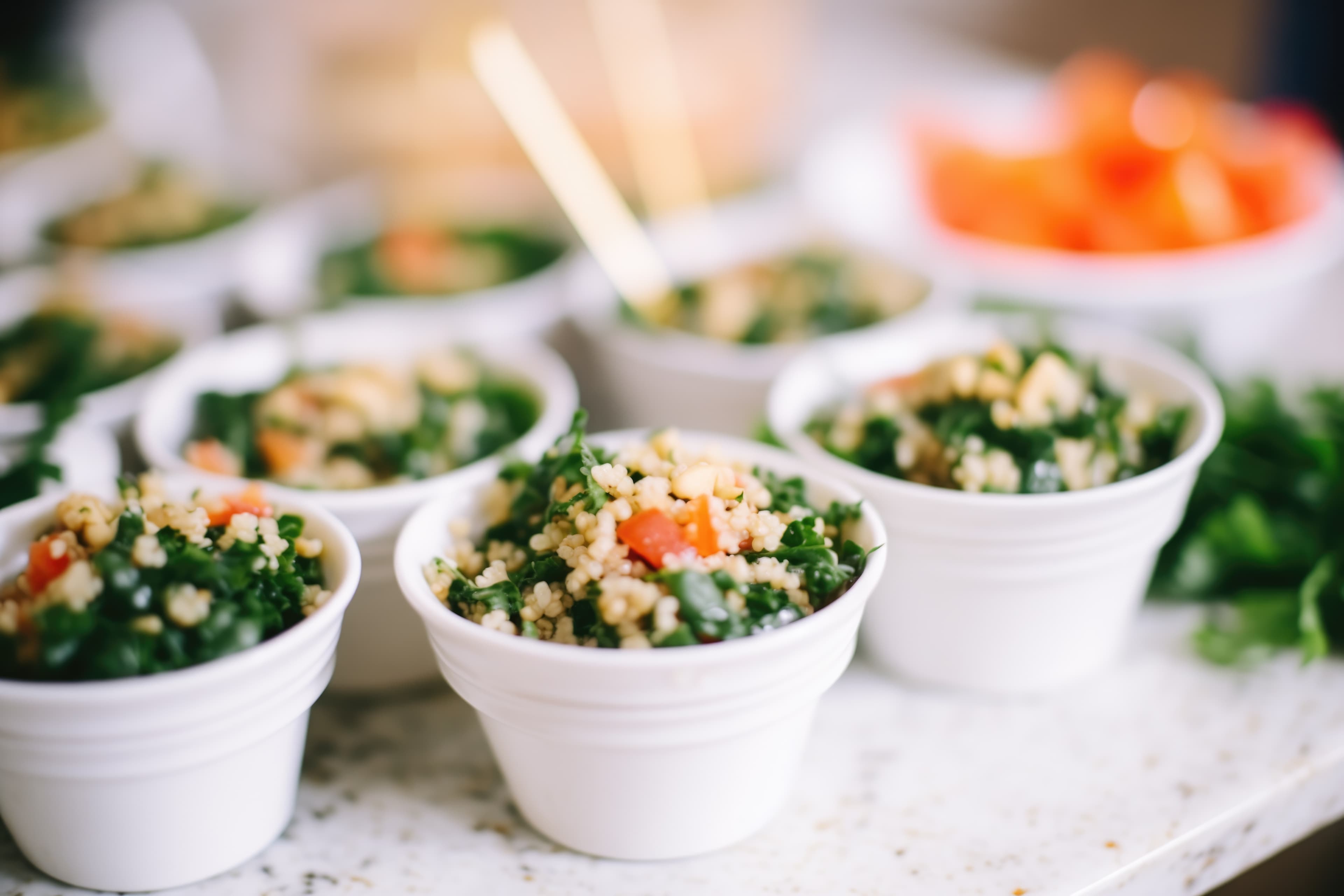 Fresh tabbouleh prepared for catering